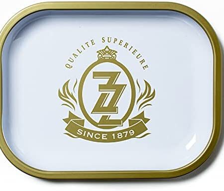 Zig-Zag - Iconic Metal Rolling Tray, Elegant Multipurpose Tray 4 Designs and 3, Smoke Tray, Curved Edges Smooth Surface, Herb Accessory, Small 18cm X 14cm Original (White)
