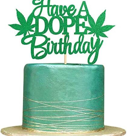 Ercadio 1 Pack Have a Dope Birthday Cake Topper with Pot Weed Leaves Dope Birthday Cake Pick Decoration for Baby Shower Wedding 420 Birthday Party Decorations Supplies