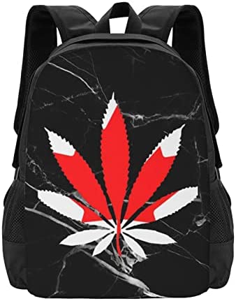 NORSO-Canada-Flag-Weed-Leaf-Backpack, Laptop Backpacks School Bags Bookbags Travel Daypack For Women Men Teens, Black, One Size, Travel Backpacks